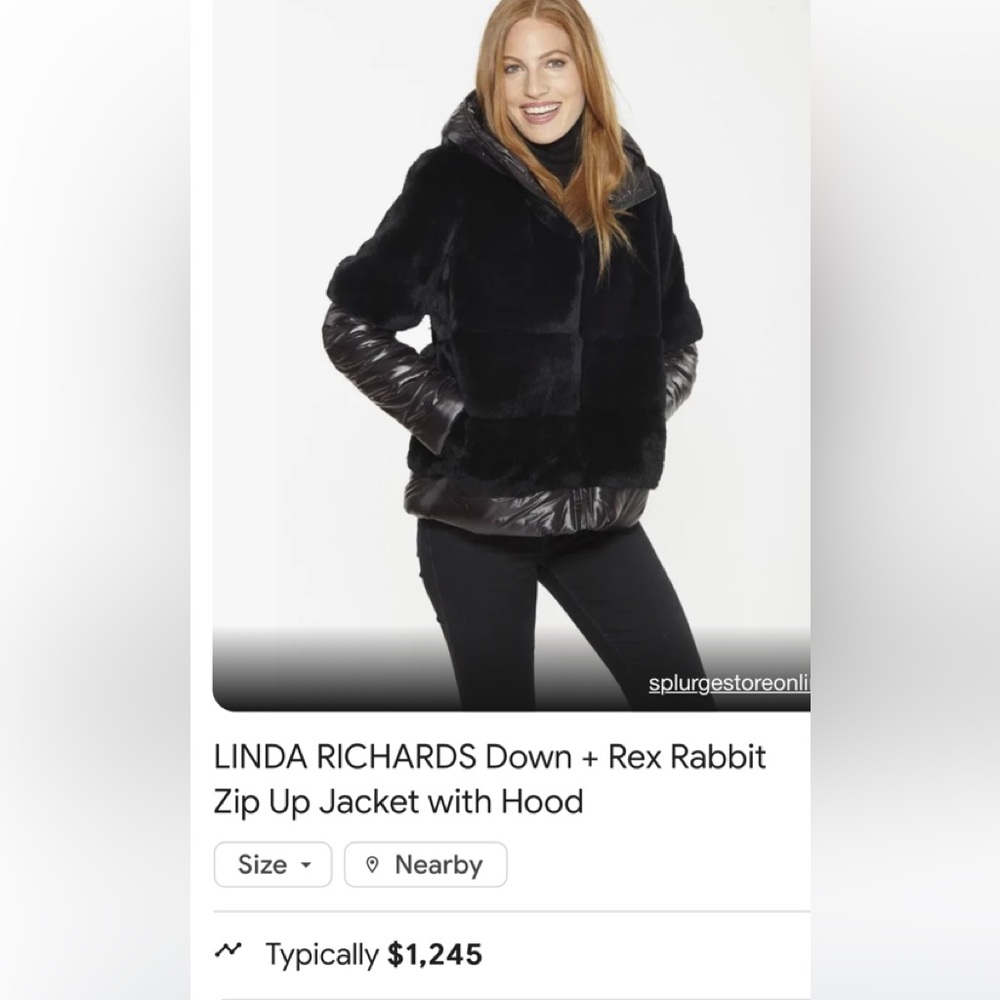 LIKE NEW ! LINDA RICHARDS beautiful 9901 rabbit fur jacket size small